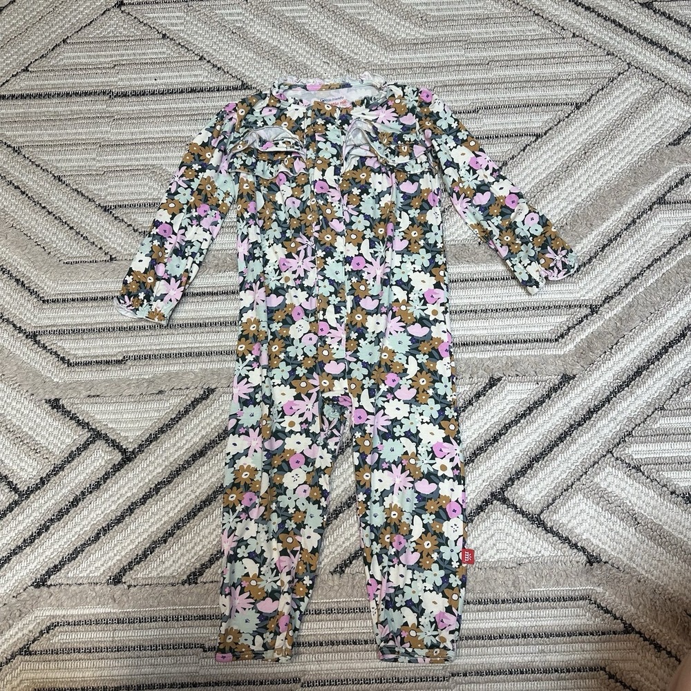Magnetic Me Floral Ruffle Front Romper Jumpsuit Sz 18-24M Toddler Butter Soft